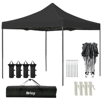 Partytent 3x3m - opvouwbaar - easy up - waterdicht - met tas - zwart