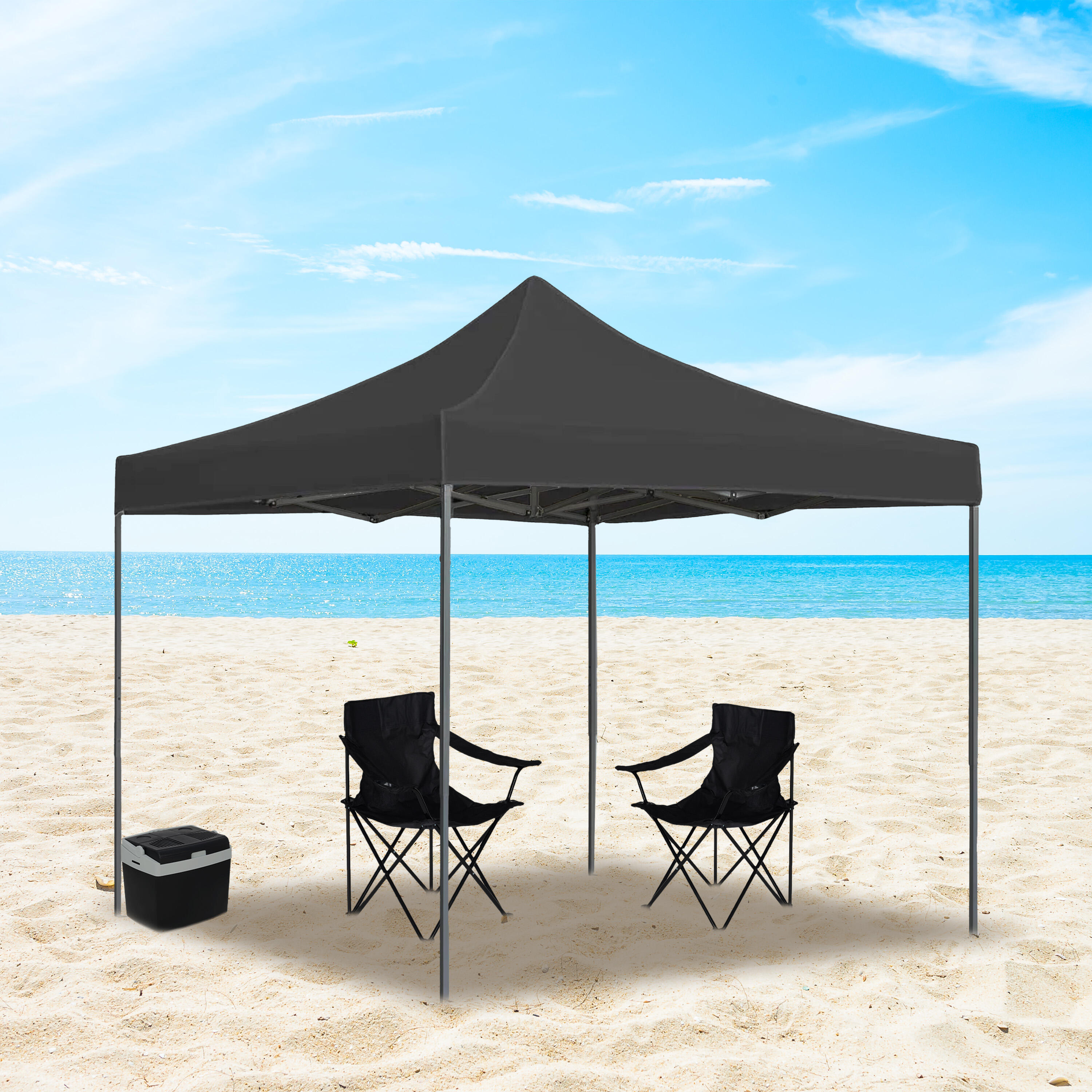 Partytent 3x3m - Opvouwbaar - Easy Up - Waterdicht - Met Tas - Zwart 6/7