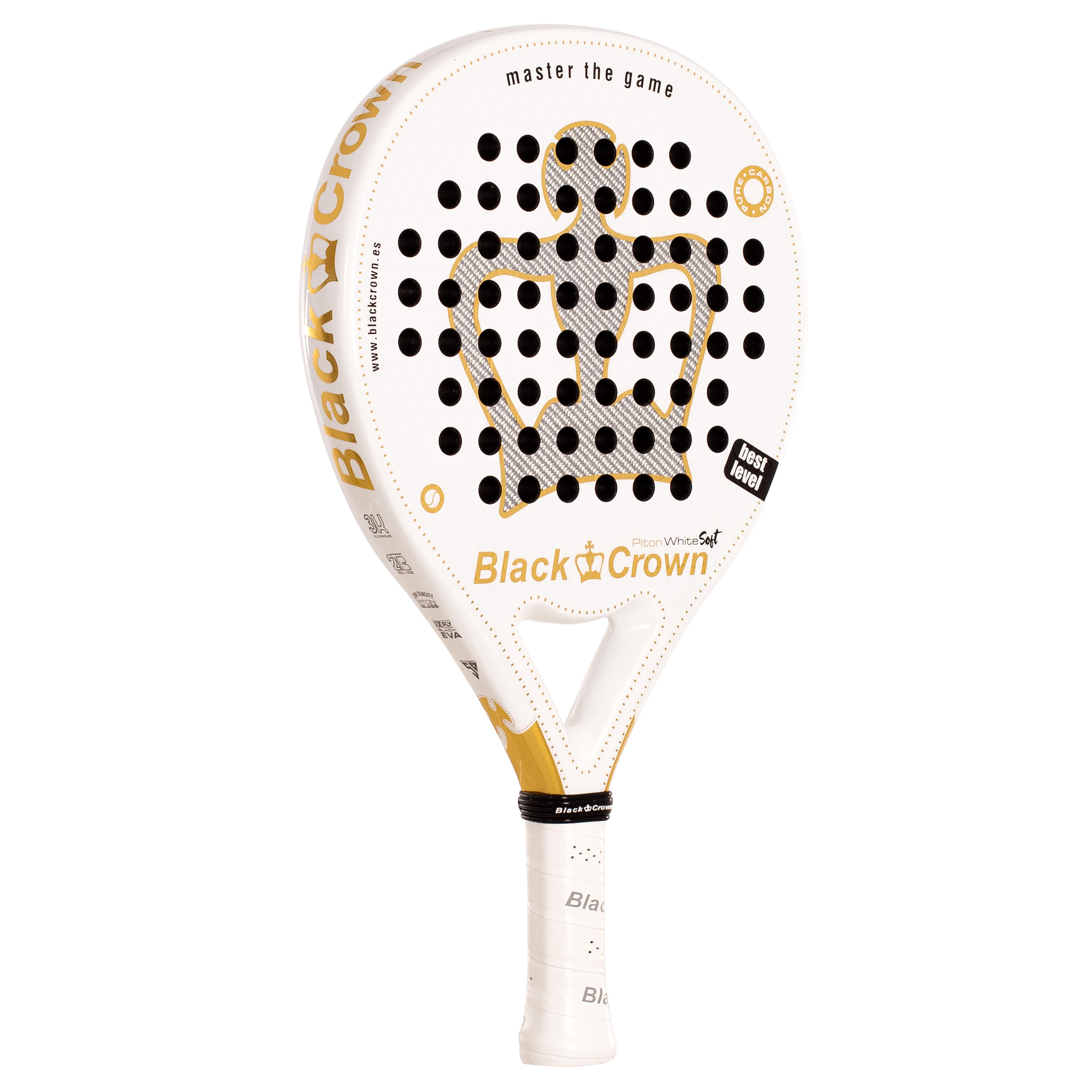 Black Crown Piton White Soft | Raquete Padel Redonda 3K Alumínio 355g Pro 4/7