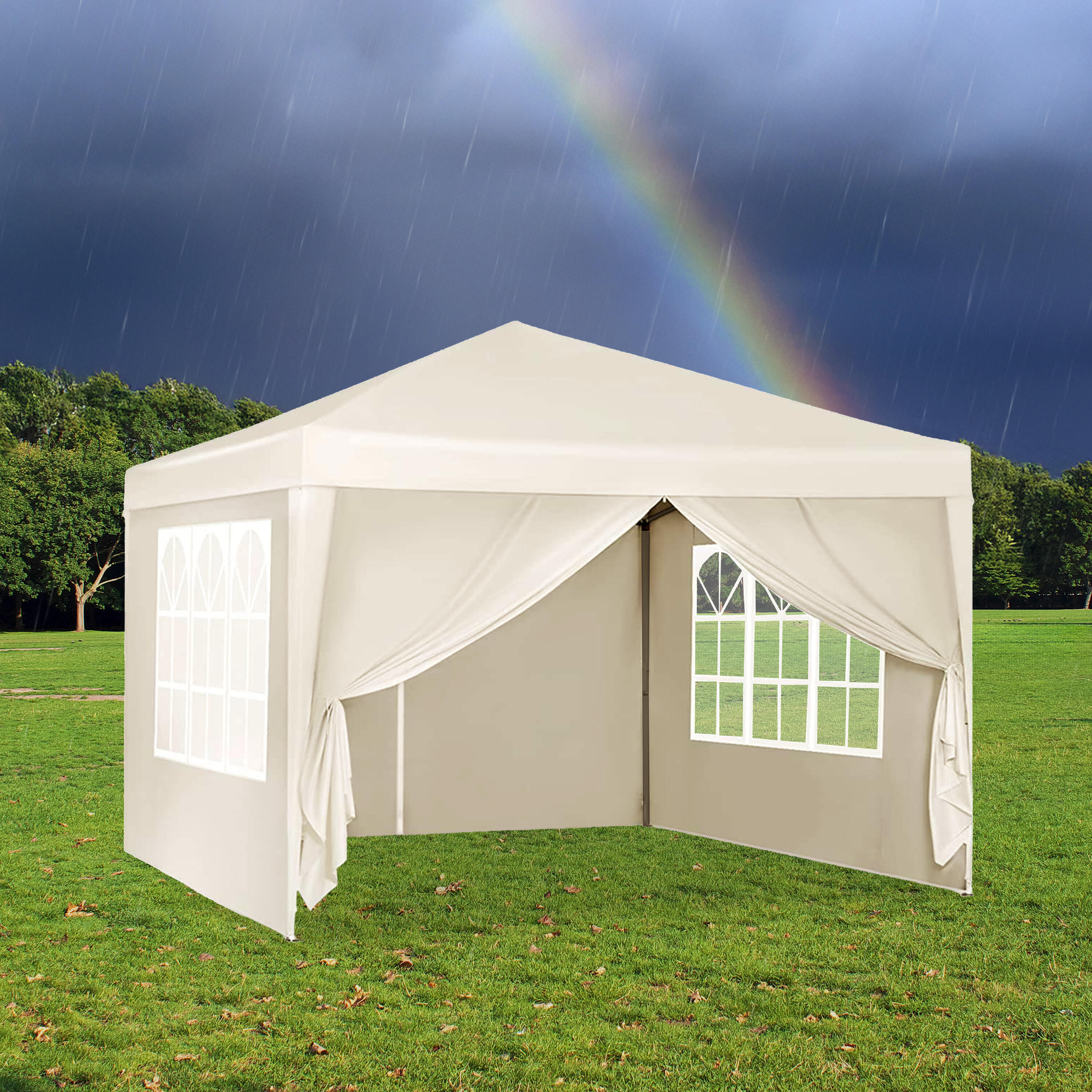 Budget partytent 3x6 met zijwanden - wit