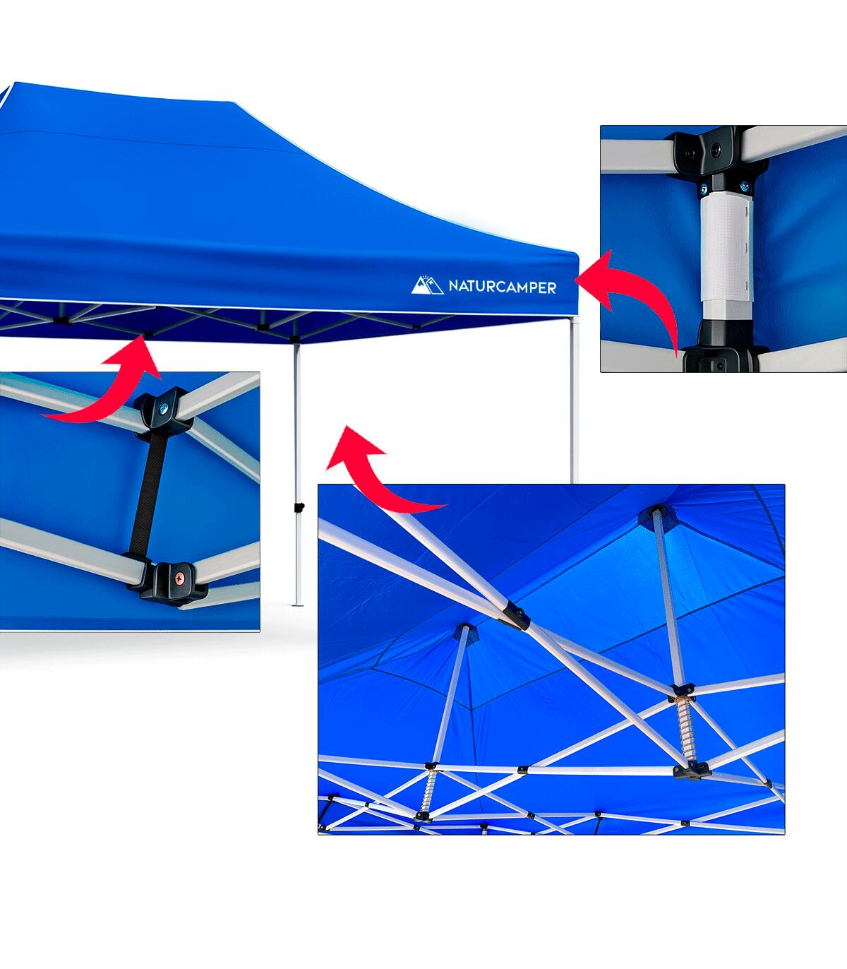 Tenda Dobrável 3x4,5m Impermeável Gazebo Jardim Eventos e Feiras Azul 5/7