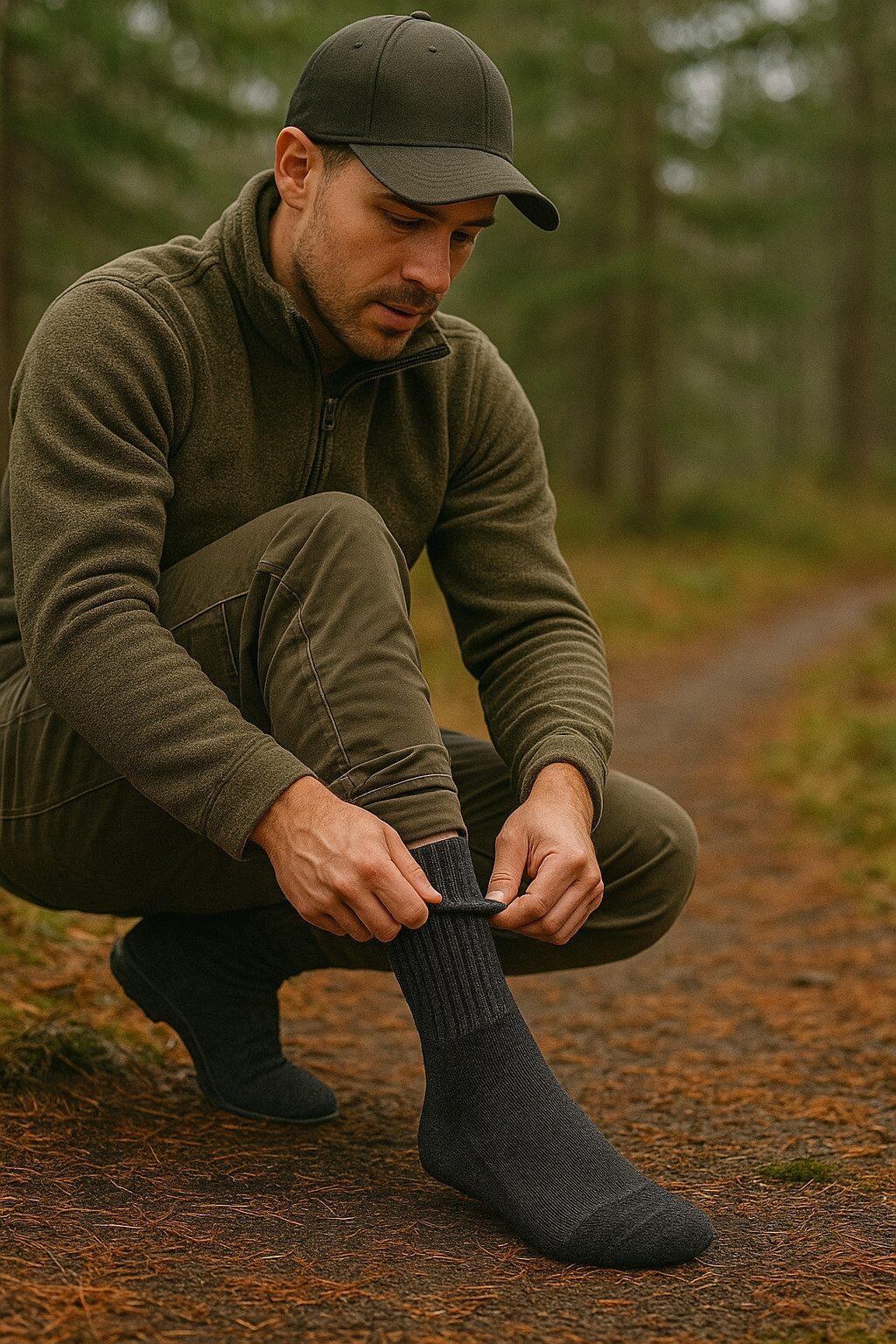 Jagd - Trekkingsocken - Merinowolle - schwarz 2/3