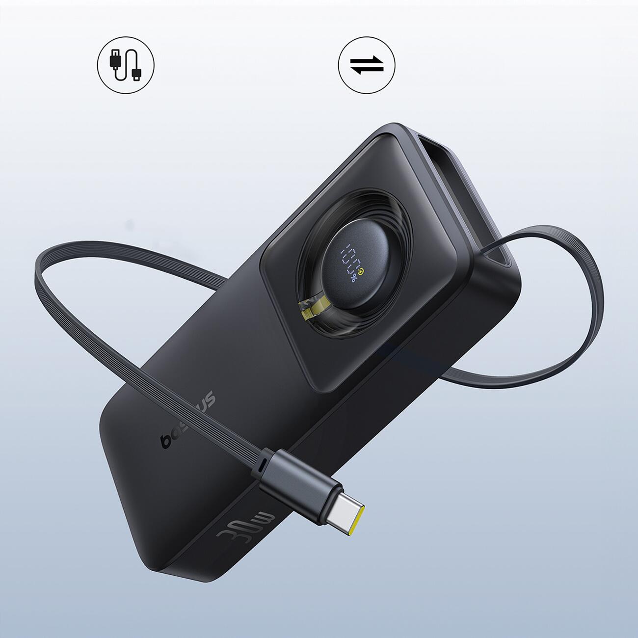 Baseus powerbank 10000mah 30w z kablem usb c 5/7