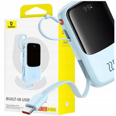 Baseus snelle powerbank 22.5w 10000mah met usb-c kabel