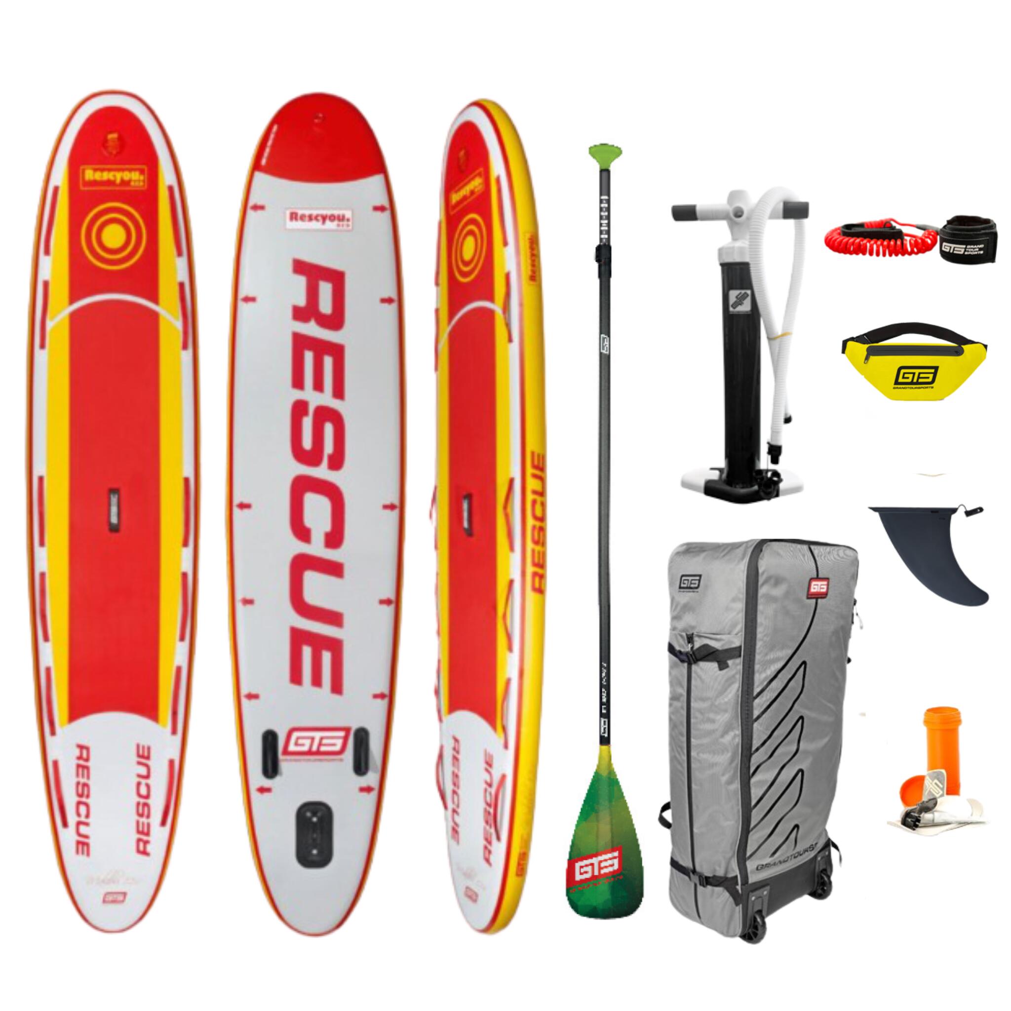 GTS GRANDTOURSPORTS SUP-Board Paddle Gonfiabile RESCUE MALIBU 12.0 x 31‘ Qualità Premium