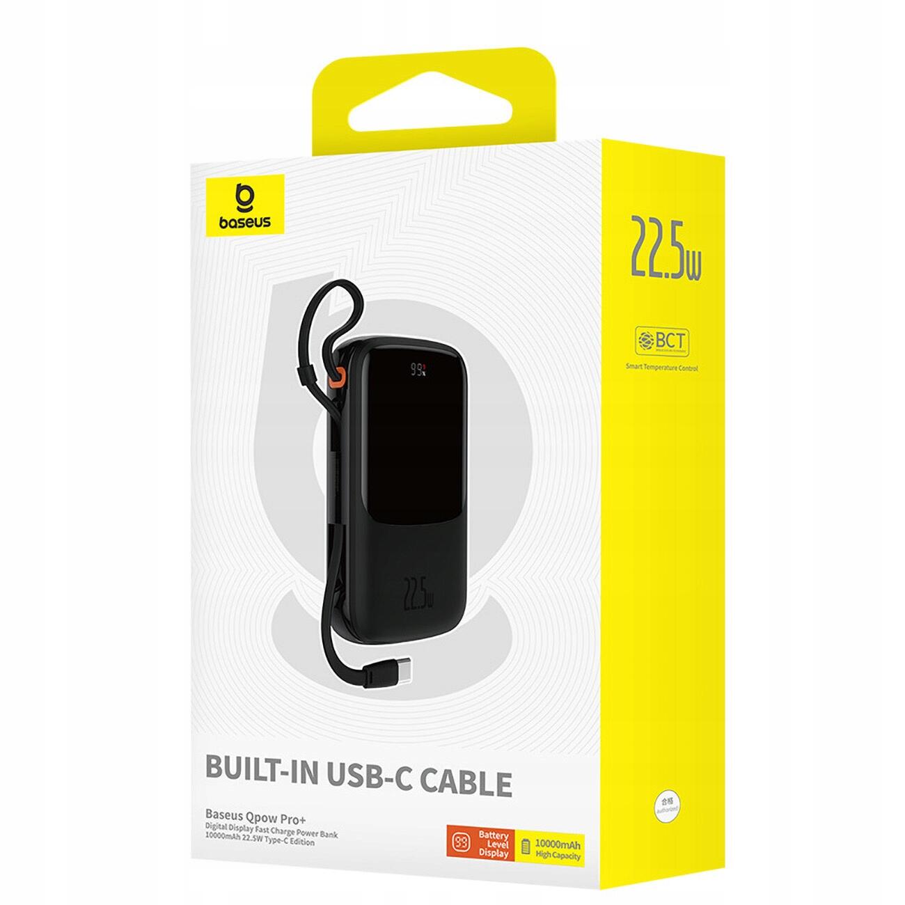 Baseus powerbank 10000mah 22,5w z kablem usb c 6/7