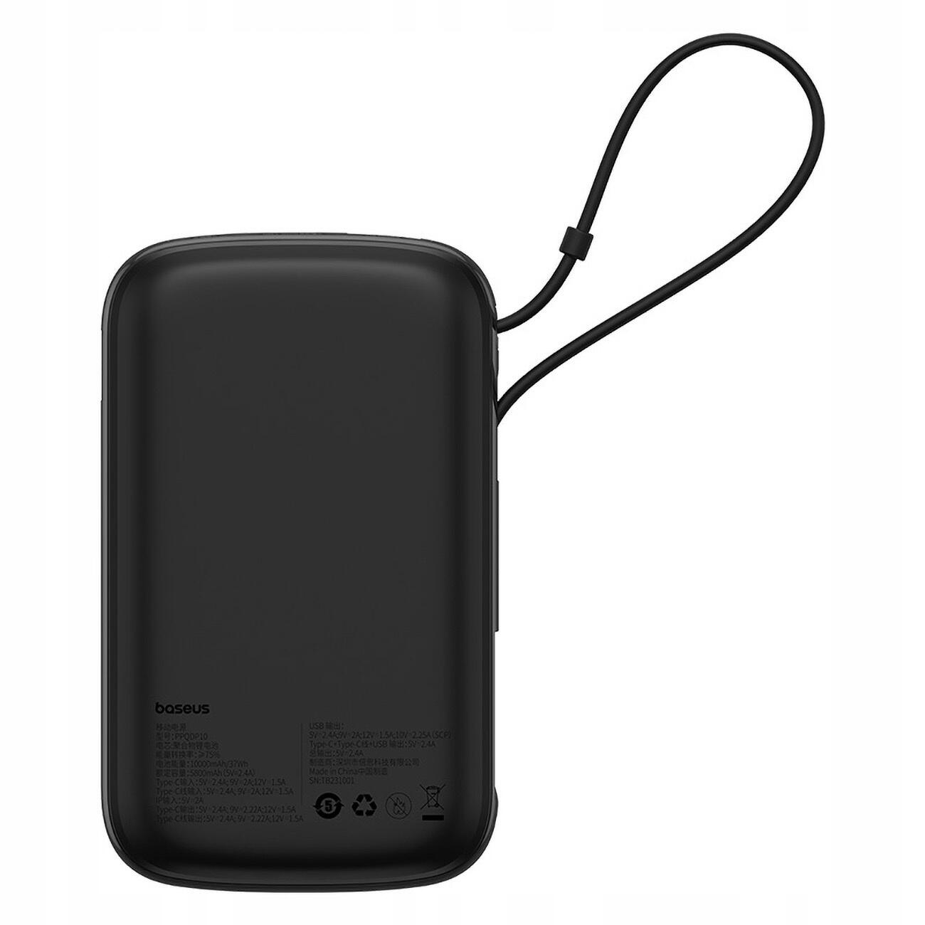 Baseus powerbank 10000mah 22,5w z kablem usb c 5/7