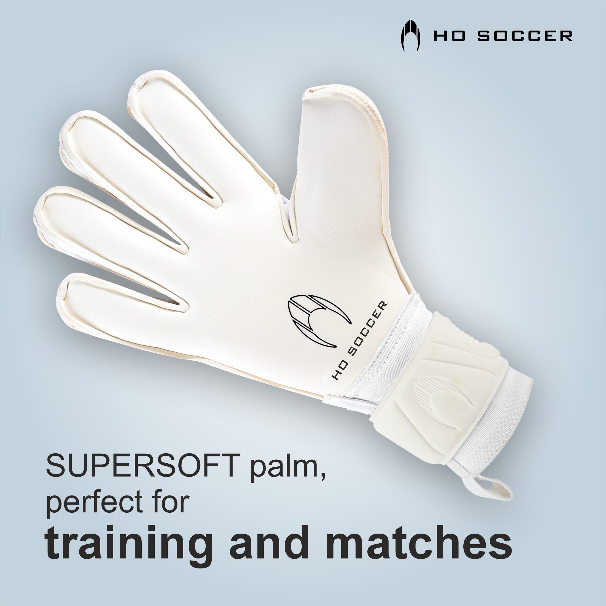 Guanto da portiere con protezioni Ho Soccer per Bambino Spirito Flat Bianco 3/7