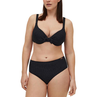 Conjunto de bikini textura con tirantes anchos negro copa C