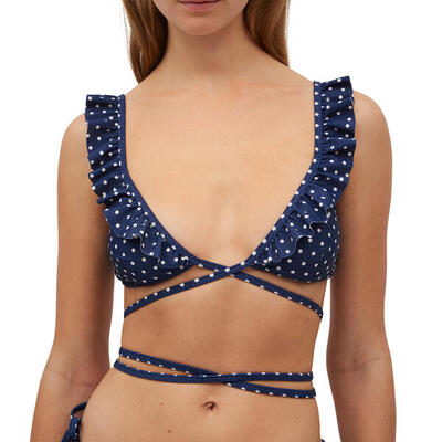 Top bikini triángulo lunares marino copa B