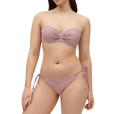 Conjunto de bikini push-up con braga anudada rayas copa C