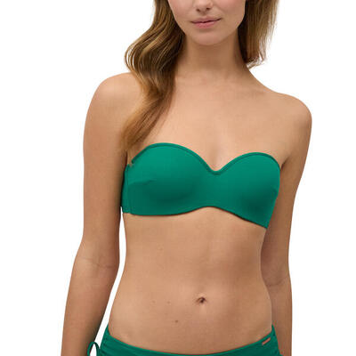 Top bikini bandeau micropiqué verde copas B y C