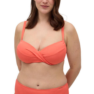 Top bikini reductor contorno regulable coral copas C y D