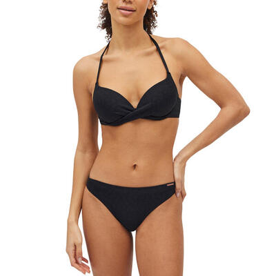 Conjunto de bikini textura con doble push-up negro copa B
