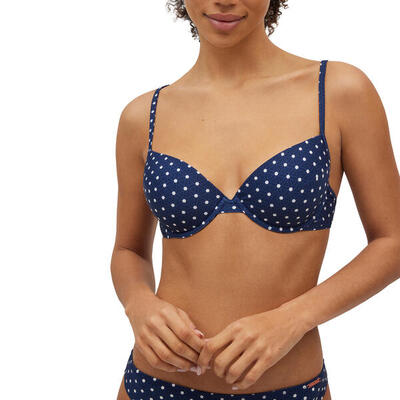Top bikini aro clásico lunares marino copa B