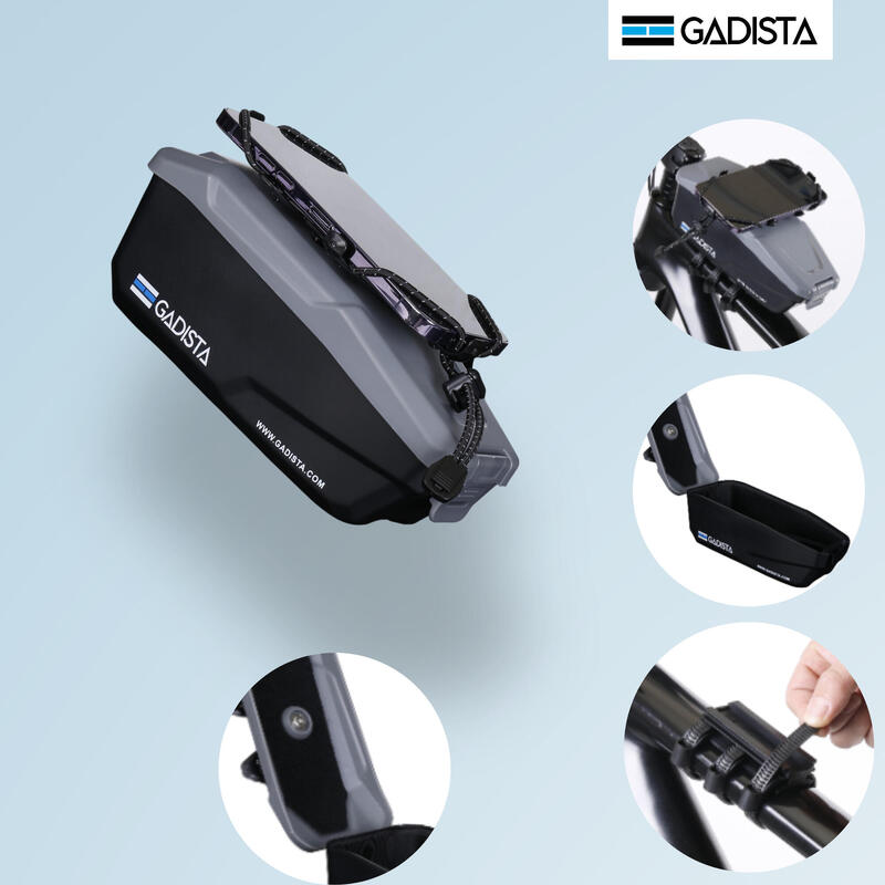 GADISTA FRANCE, support telephone velo 7 pouces avec Boîte à Gants Intégrée,360°