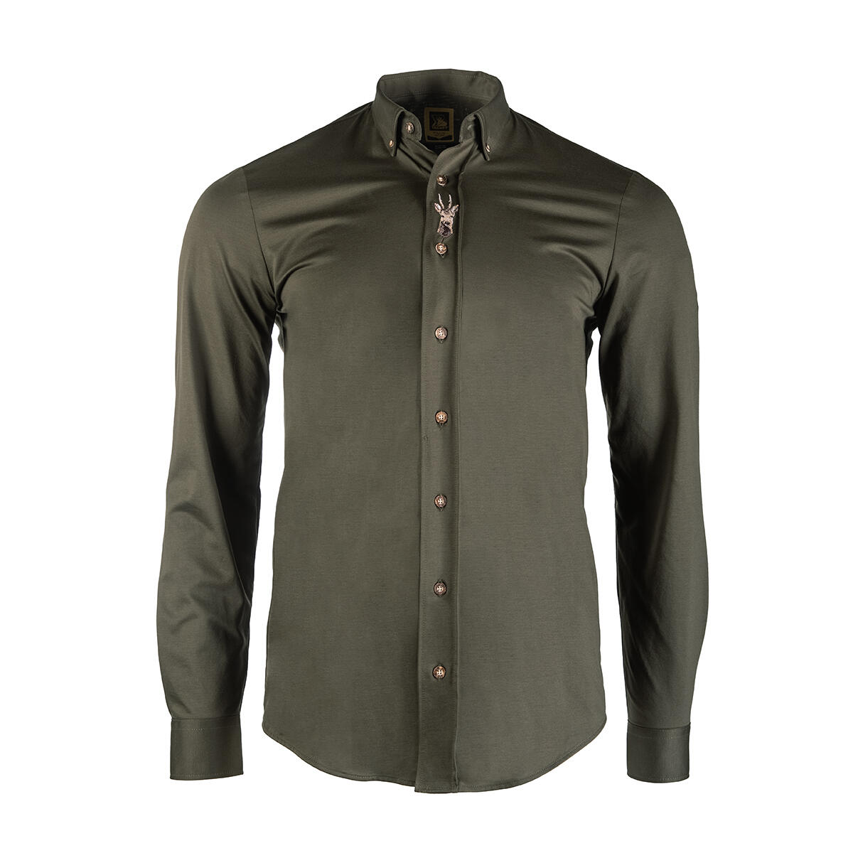 Chemise de chasse pour homme Tagart Koziołek Verte SLIM en coton avec broderie 3/4