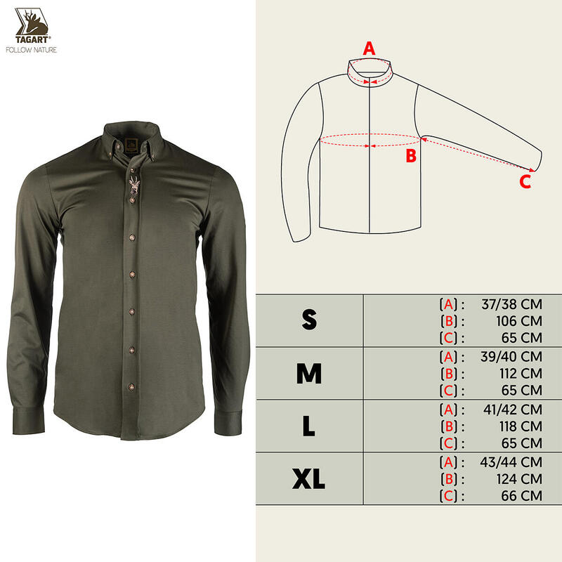 Cămașă de teren Tagart Koziołek Green SLIM din bumbac, cu broderie, bărbătească