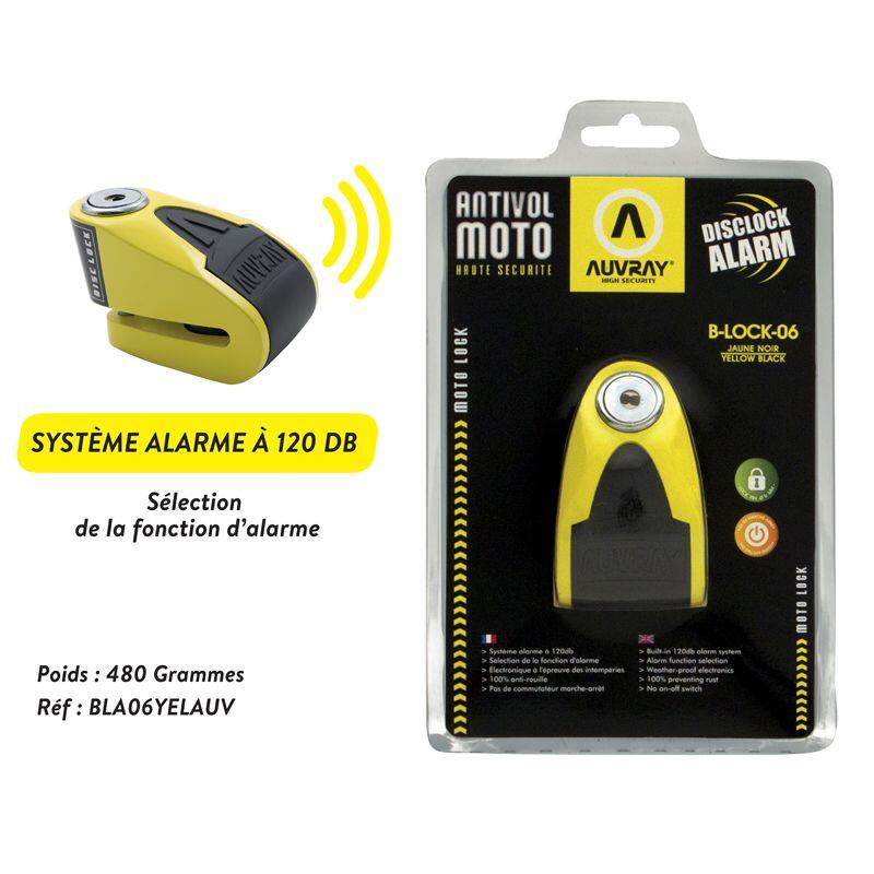 ANTIVOL BLOC DISQUE ALARME B-LOCK-06 JAUNE NOIR AUVRAY 5/6