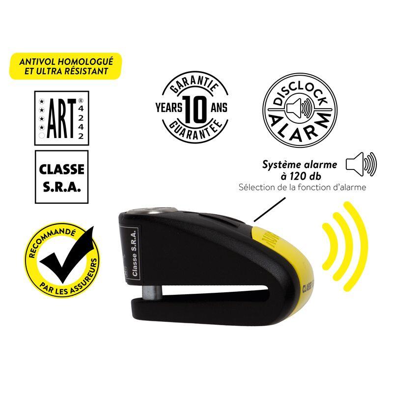 ANTIVOL SRA BLOC DISQUE ALARME BLOC14 NOIR JAUNE 5/7