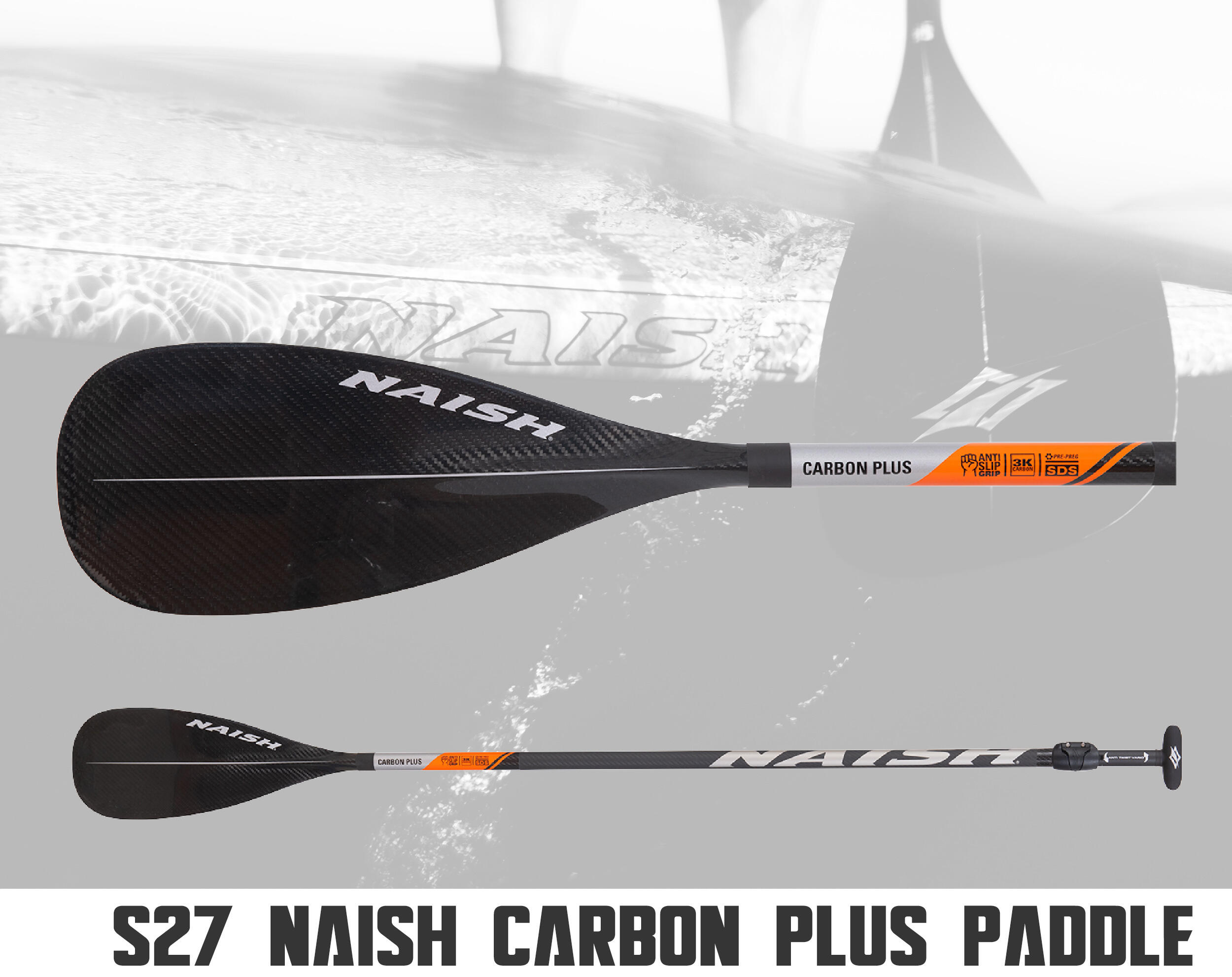 S27 Naish Carbon Plus Vario SDS 80 in² Adjustable SUP Paddle