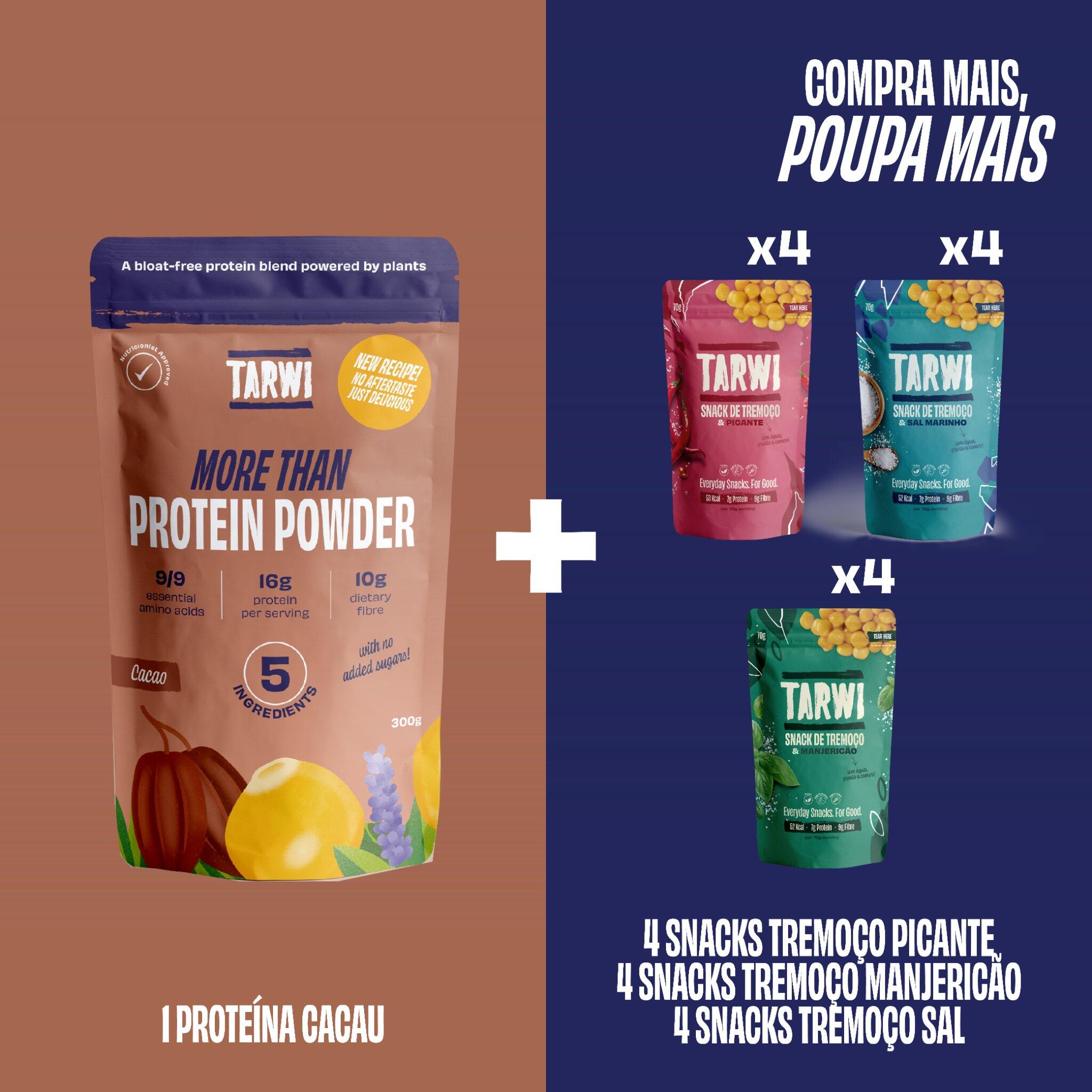 TARWI Proteína Vegetal Tarwi Cacau + 12 Snacks de Tremoço Tarwi