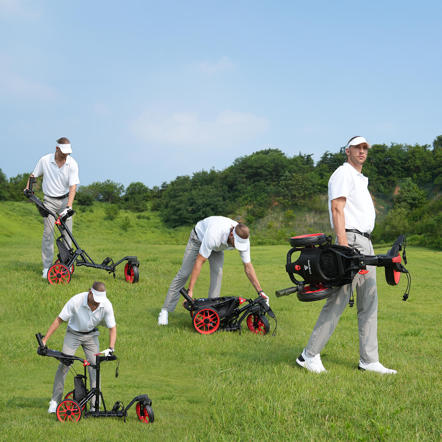 Chariot de Golf CITYSPORTS Noir et Rouge Pliable 3 Roues 4/7