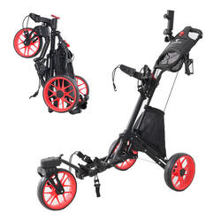 Chariot de Golf CITYSPORTS Noir et Rouge Pliable 3 Roues