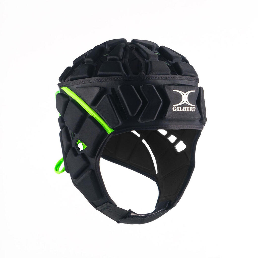 Gilbert Fusion Rugby Headguard Black and Green