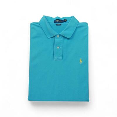 Tweedehands - korte mouw poloshirt heren turquoise - goede staat