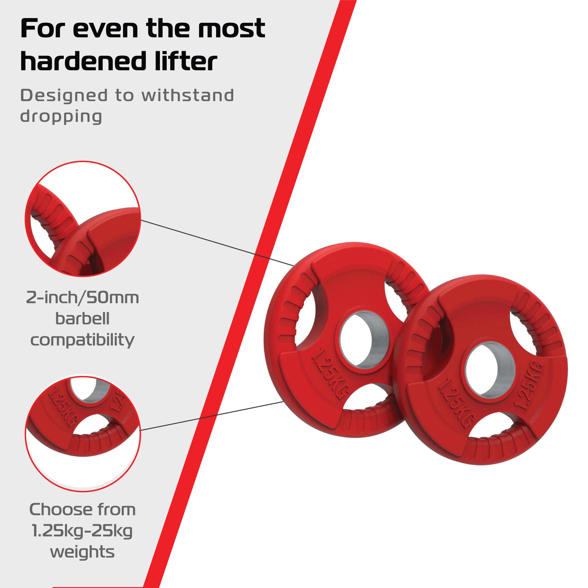 Obciążniki gumowe Olympic Tri-Grip, kolorowe, pary, zestawy, 1,25 kg, PARA 2/7