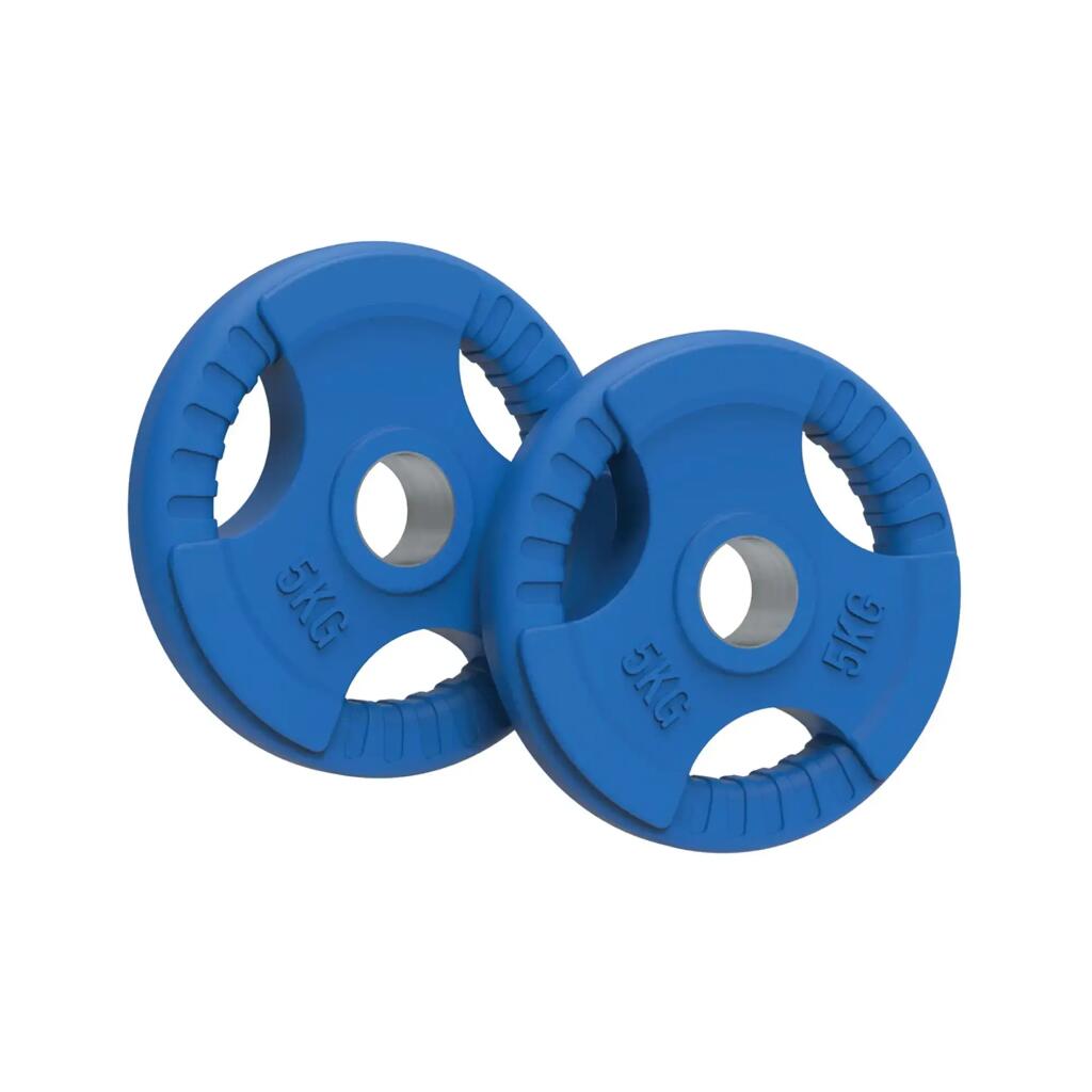 Олимпийски гумени тежести Tri-Grip, комплекти, цветни чифтове, 5 кг, чифт