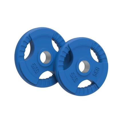 Paires de disques de poids olympiques Tri-Grip en caoutchouc couleur (5 kg)