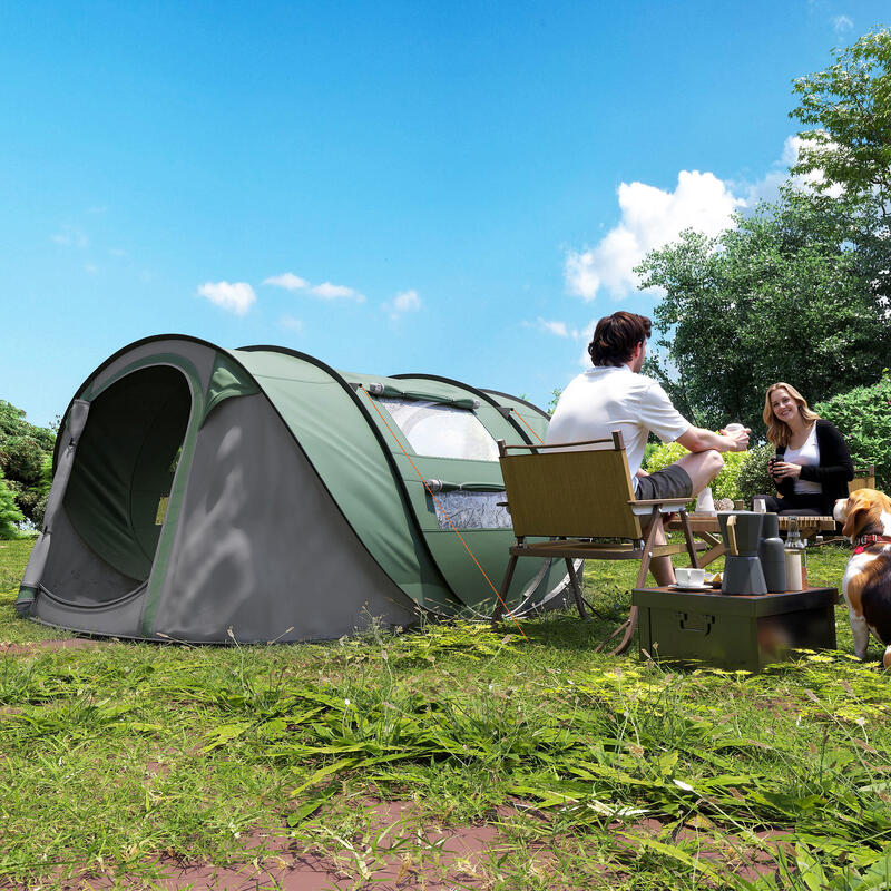Outsunny cort pop up, 4-5 locuri, 4 ferestre, 263,5x220x123cm