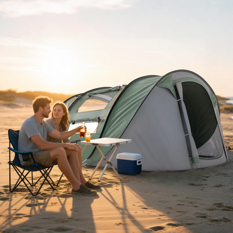 Outsunny cort pop up, 4-5 locuri, 4 ferestre, 263,5x220x123cm