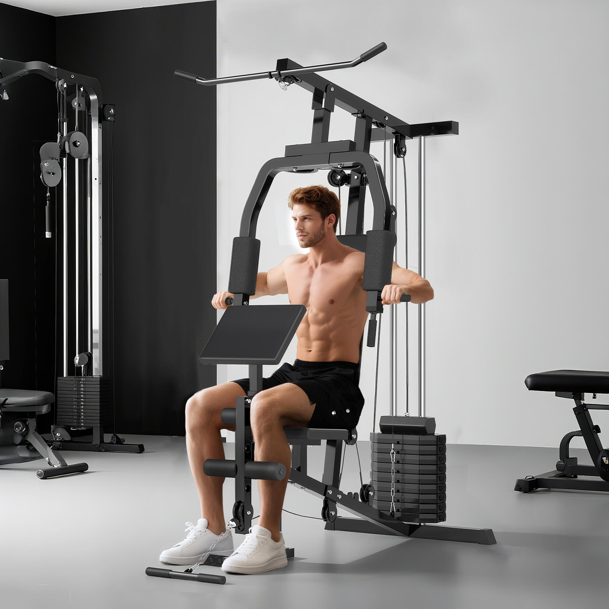 HOMCOM Stazione Fitness per Allenamento a Casa o Palestra in Acciaio 5/8