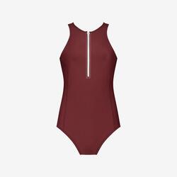 Maillot de bain avec fermeture à glissière pour la natation,le surf(-kite) –brun