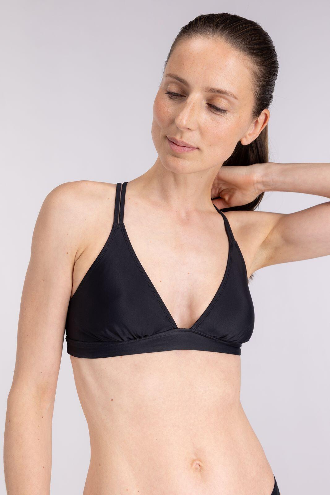 Damen-Crossed Back Bikini Top zum Schwimmen, Surfen, Kiten, Tauchen - Schwarz 4/7