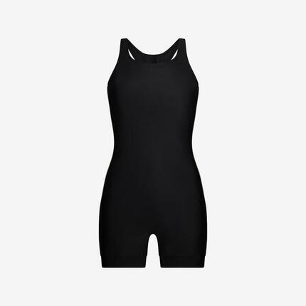 Premium Boyleg Schwimmanzug mit Racerback zum Schwimmen, Surfen, Kiten - schwarz