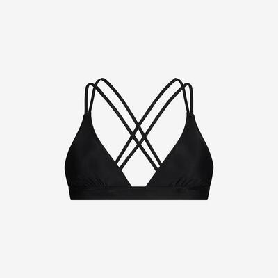 Damen-Crossed Back Bikini Top zum Schwimmen, Surfen, Kiten, Tauchen - Schwarz