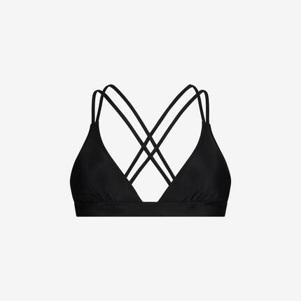 Haut de bikini à dos croisé pour la natation, le surf, le kite-, plongée - noir