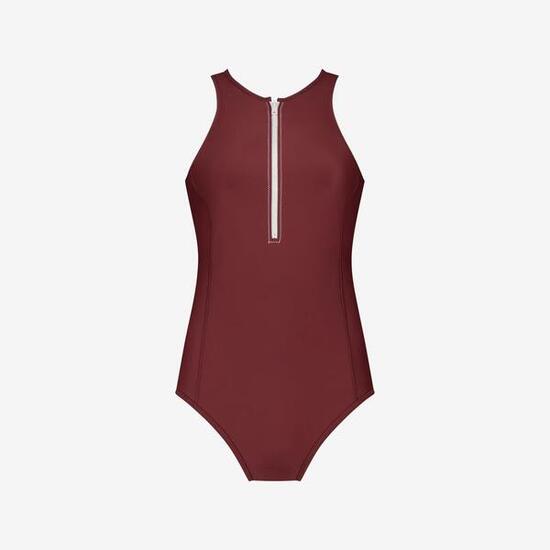 Premium Damen Badeanzug mit Reißverschluss zum Schwimmen, Surfen,Kiten – Braun