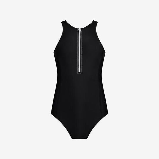 Premium Damen Badeanzug mit Reißverschluss zum Schwimmen, Surfen,Kiten – Braun