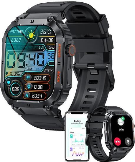 Montre connectée - Android/iOS - Appels complets - 100 sports - Montre de sport