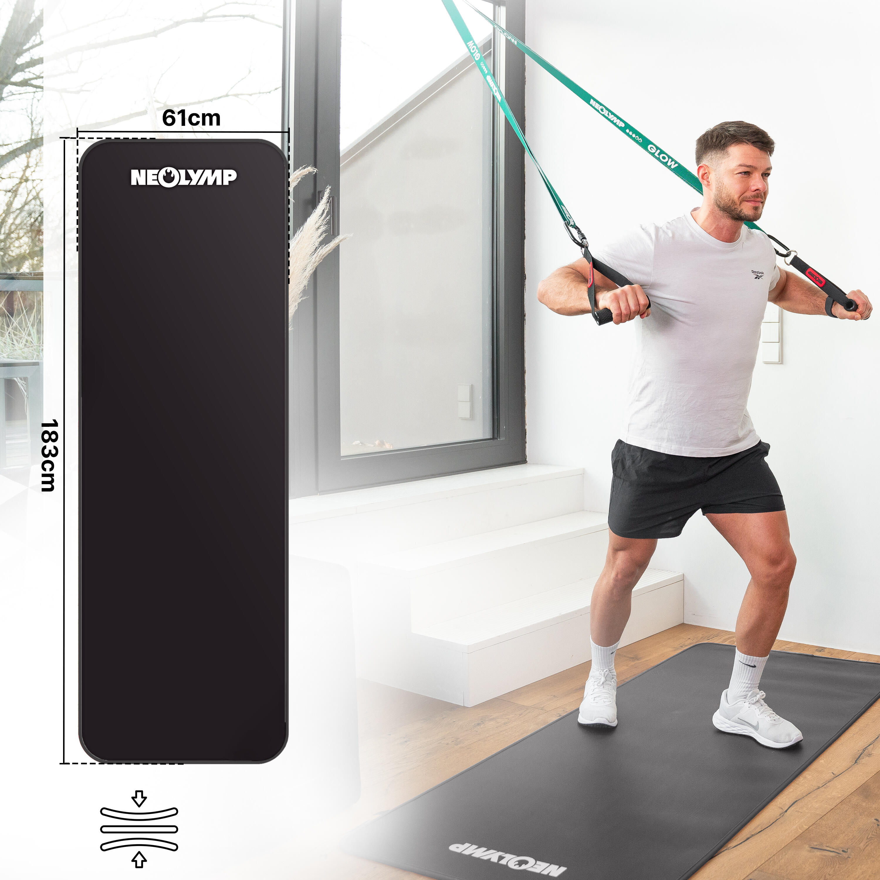 Fitnessmatte – Extra dicke Sportmatte,  gelenkschonende Trainingsmatte - 61cm 3/7