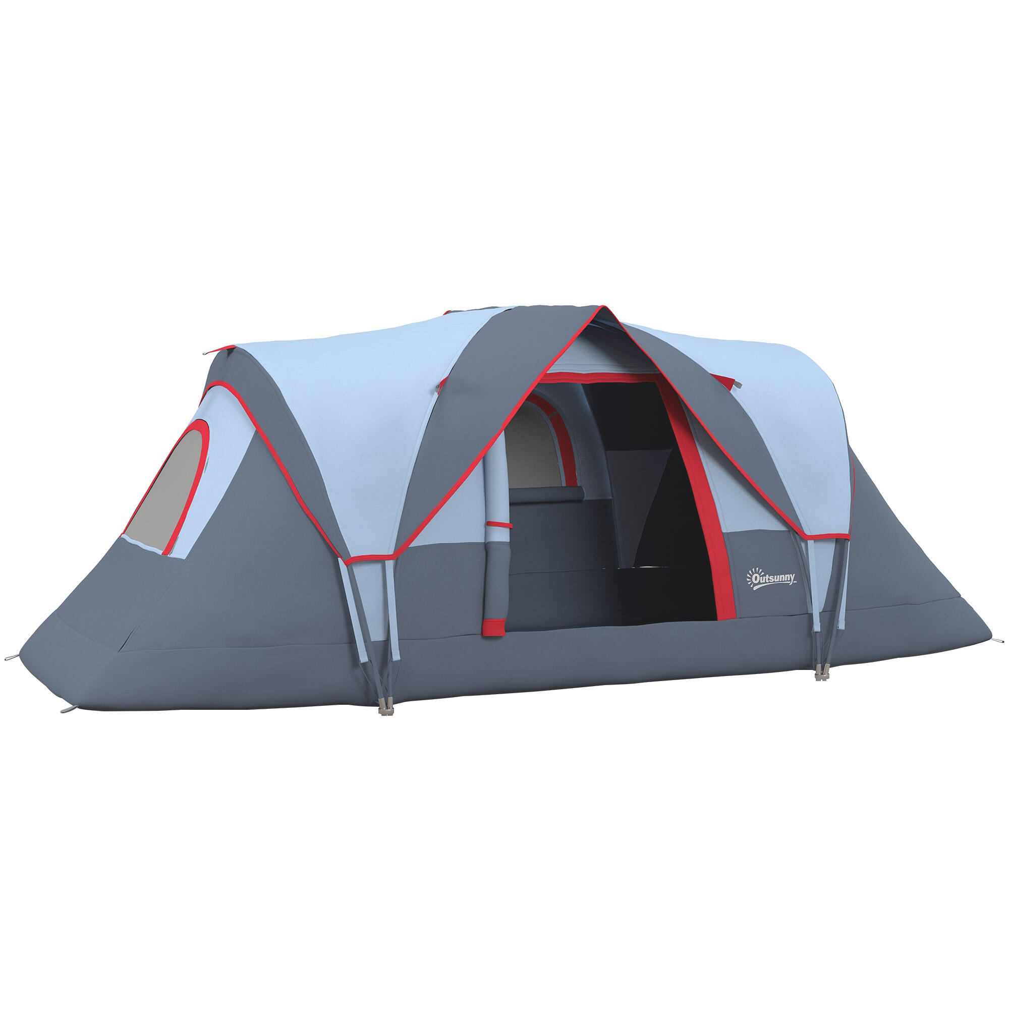 Outsunny Tenda da Campeggio Idrorepellente per 6 Persone, Grigia 6/8