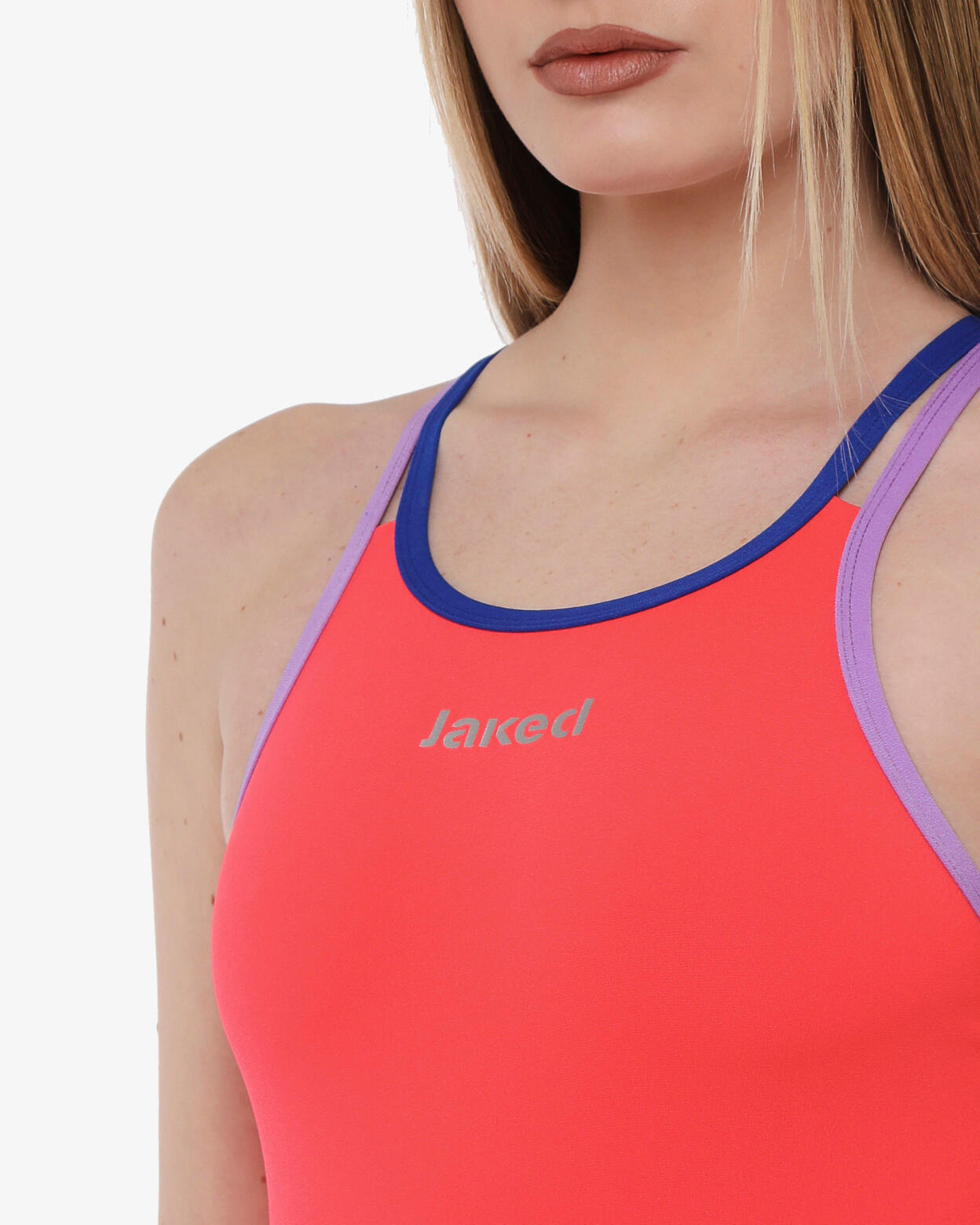 maillot de baño sintético rojo fluo para mujer 3/4