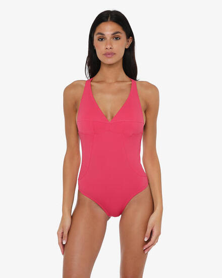 Aquamarinblauer Damen-Badeanzug aus synthetischem Material zum Schwimmen