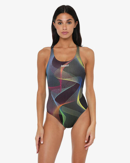 costume da piscina arancione da donna in mat. sintetico da nuoto