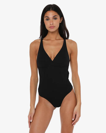 Aquamarinblauer Damen-Badeanzug aus synthetischem Material zum Schwimmen